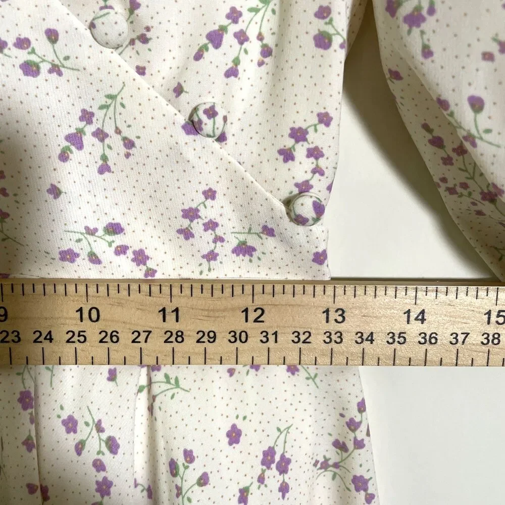 Quanta Du Soleil De Paris Women’s Monique Cream Floral Dress Size 34 XS Coquette